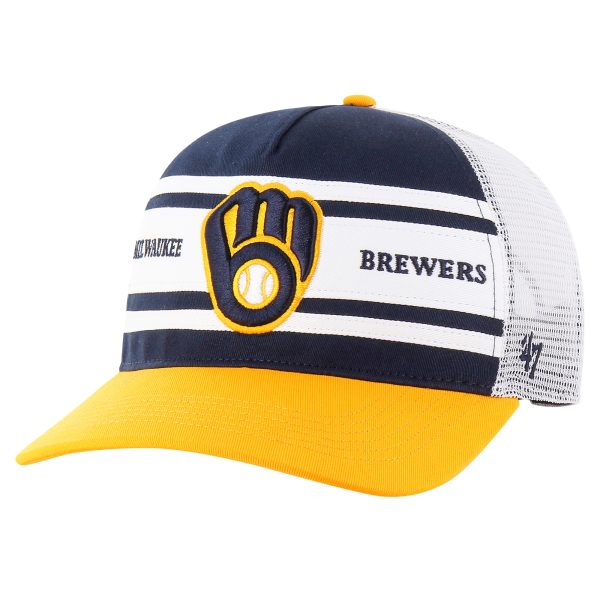 Milwaukee Brewers Pro Shop – mens milwaukee brewers 47 navy gridiron super stripe relaxed trucker hitch adjustable hat Team Clothing and Headwear