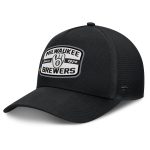 Milwaukee Brewers Pro Shop – mens milwaukee brewers fanatics black team patch a-frame trucker snapback hat Team Clothing and Headwear