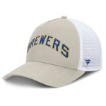 Milwaukee Brewers Pro Shop – mens milwaukee brewers fanatics khaki heritage light khaki a-frame adjustable hat Team Clothing and Headwear