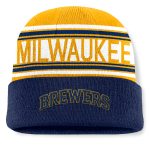 Milwaukee Brewers Pro Shop – mens milwaukee brewers fanatics navy fundamental team stripe cuffed knit hat Team Clothing and Headwear