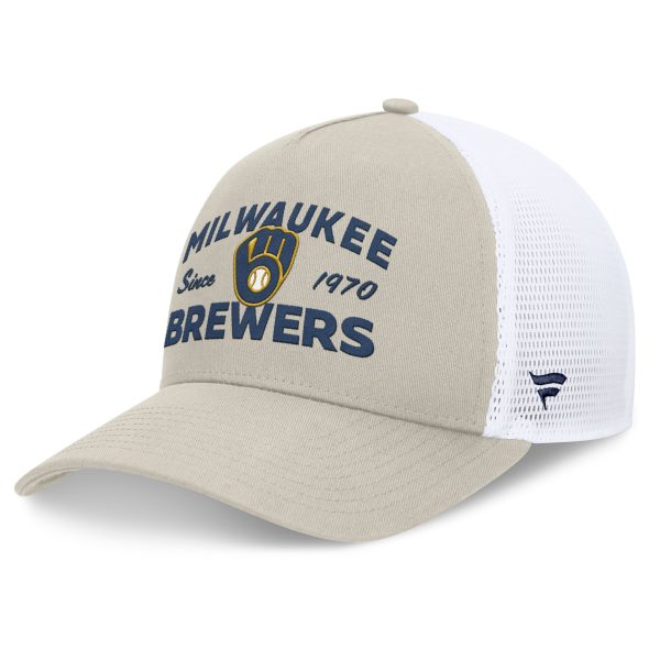 Milwaukee Brewers Pro Shop – mens milwaukee brewers fanatics stone a-frame trucker adjustable hat Team Clothing and Headwear