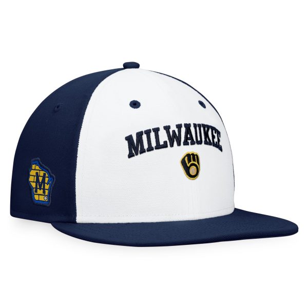 Milwaukee Brewers Pro Shop – mens milwaukee brewers fanatics whitenavy iconic color blocked fitted hat Team Clothing and Headwear