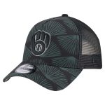 Milwaukee Brewers Pro Shop – mens milwaukee brewers new era black 9forty a-frame trucker adjustable hat Team Clothing and Headwear
