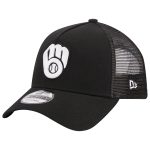 Milwaukee Brewers Pro Shop – mens milwaukee brewers new era black a-frame 9forty trucker adjustable hat Team Clothing and Headwear