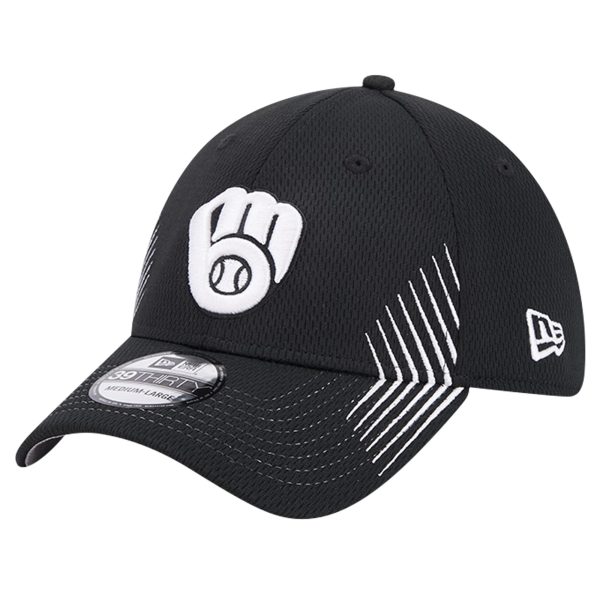 Milwaukee Brewers Pro Shop – mens milwaukee brewers new era black active dash mark 39thirty flex hat Team Clothing and Headwear