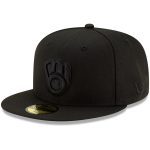 Milwaukee Brewers Pro Shop – mens milwaukee brewers new era black black on black 59fifty fitted hat Team Clothing and Headwear