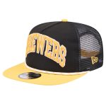 Milwaukee Brewers Pro Shop – mens milwaukee brewers new era black throwback meshback golfer hat Team Clothing and Headwear