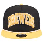 Milwaukee Brewers Pro Shop – mens milwaukee brewers new era black throwback meshback golfer hat Team Clothing and Headwear