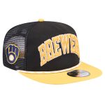 Milwaukee Brewers Pro Shop – mens milwaukee brewers new era black throwback meshback golfer hat Team Clothing and Headwear