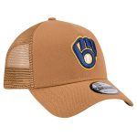 Milwaukee Brewers Pro Shop – mens milwaukee brewers new era brown a-frame trucker 9forty adjustable hat Team Clothing and Headwear