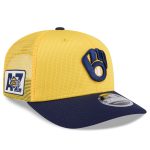 Milwaukee Brewers Pro Shop – mens milwaukee brewers new era goldnavy 2025 spring training 9seventy stretch-snap trucker hat Team Clothing and Headwear