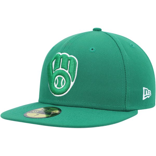Milwaukee Brewers Pro Shop – mens milwaukee brewers new era kelly green white logo 59fifty fitted hat Team Clothing and Headwear