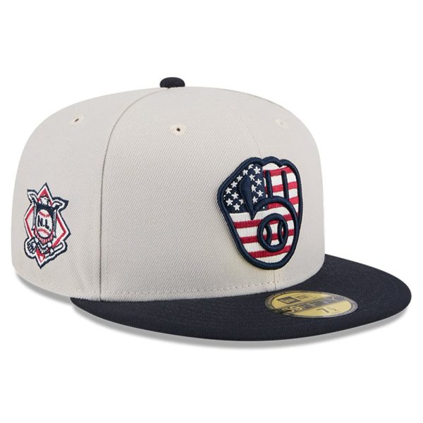 Milwaukee Brewers Pro Shop – mens milwaukee brewers new era khakiblack 2024 fourth of july 59fifty fitted hat Team Clothing and Headwear