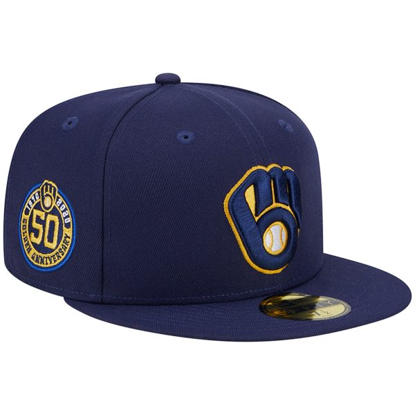 Milwaukee Brewers Pro Shop – mens milwaukee brewers new era navy 50th anniversary team color 59fifty fitted hat Team Clothing and Headwear