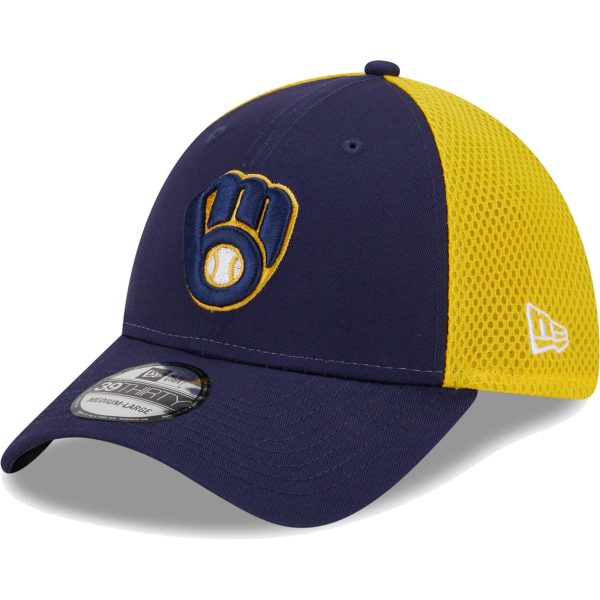 Milwaukee Brewers Pro Shop – mens milwaukee brewers new era navy team neo 39thirty flex hat Team Clothing and Headwear