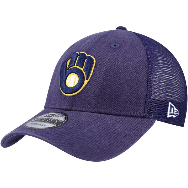 Milwaukee Brewers Pro Shop – mens milwaukee brewers new era navy trucker 9forty adjustable snapback hat Team Clothing and Headwear