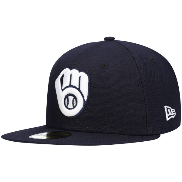 Milwaukee Brewers Pro Shop – mens milwaukee brewers new era navy white logo 59fifty fitted hat Team Clothing and Headwear