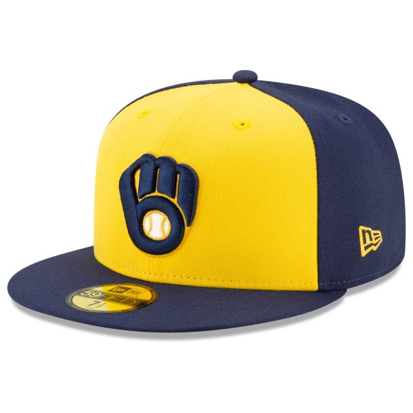 Milwaukee Brewers Pro Shop – mens milwaukee brewers new era navyyellow alternate authentic collection on-field 59fifty fitted hat Team Clothing and Headwear
