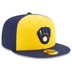 Milwaukee Brewers Pro Shop – mens milwaukee brewers new era navyyellow alternate authentic collection on-field 59fifty fitted hat Team Clothing and Headwear