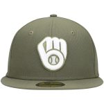 Milwaukee Brewers Pro Shop – mens milwaukee brewers new era olive white logo 59fifty fitted hat Team Clothing and Headwear