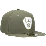 Milwaukee Brewers Pro Shop – mens milwaukee brewers new era olive white logo 59fifty fitted hat Team Clothing and Headwear