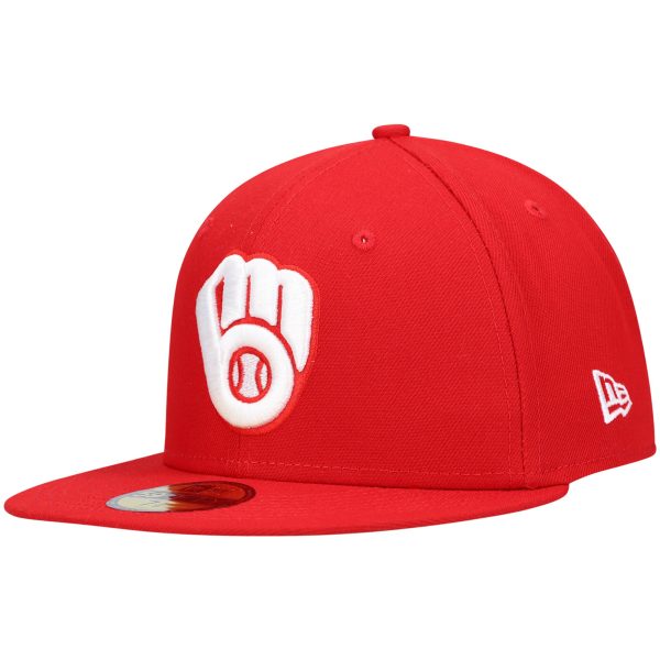 Milwaukee Brewers Pro Shop – mens milwaukee brewers new era red white logo 59fifty fitted hat Team Clothing and Headwear