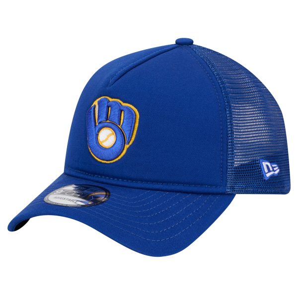 Milwaukee Brewers Pro Shop – mens milwaukee brewers new era royal 9forty a-frame trucker adjustable hat Team Clothing and Headwear