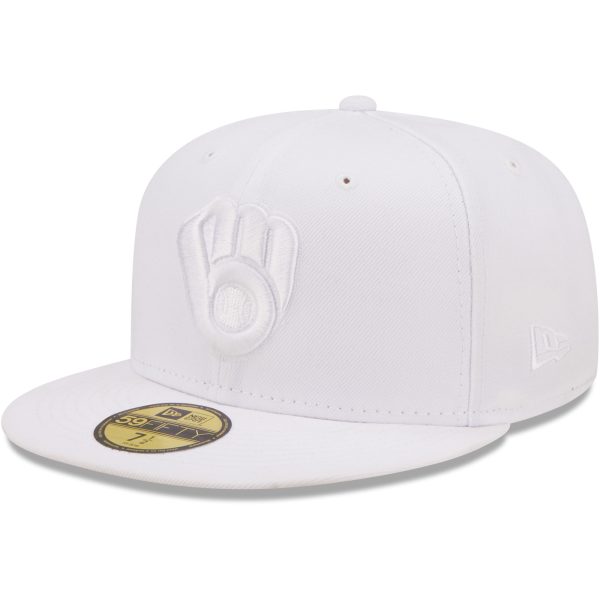 Milwaukee Brewers Pro Shop – mens milwaukee brewers new era white on white 59fifty fitted hat Team Clothing and Headwear