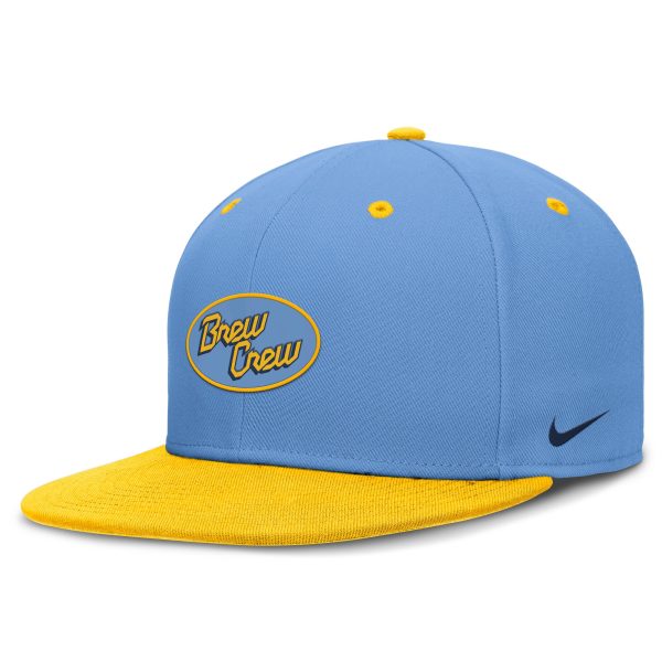Milwaukee Brewers Pro Shop – mens milwaukee brewers nike blueyellow city connect patch performance fitted hat Team Clothing and Headwear