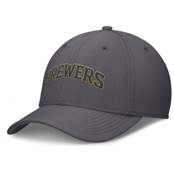 Milwaukee Brewers Pro Shop – mens milwaukee brewers nike gray swoosh performance flex hat Team Clothing and Headwear