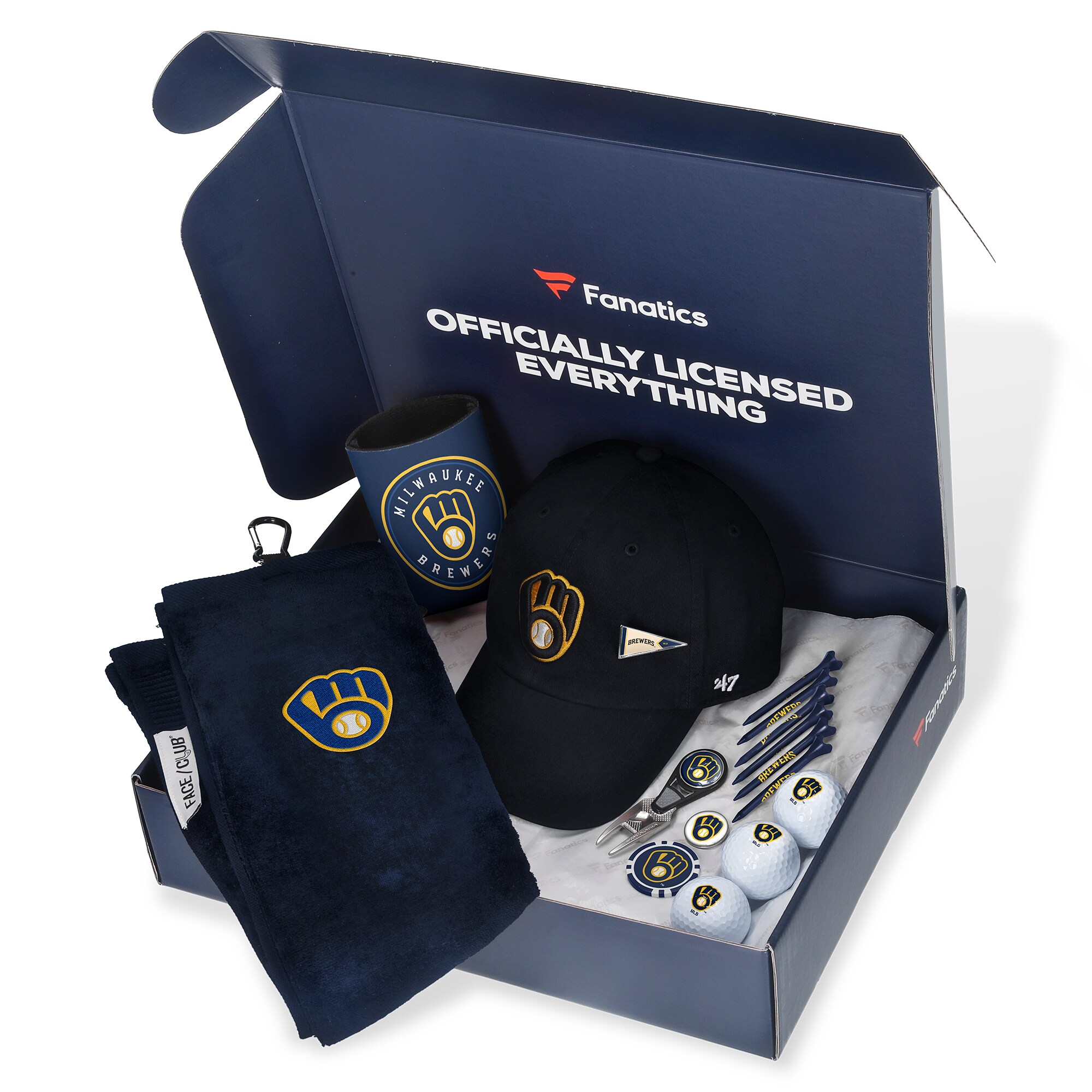Milwaukee Brewers Pro Shop – milwaukee brewers fanatics pack golf-themed gift box – $105 value Team Clothing and Headwear Milwaukee Brewers Pro Shop – milwaukee brewers fanatics pack golf-themed gift box – $105 value Team Clothing and Headwear
