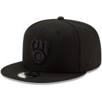 Milwaukee Brewers Pro Shop – milwaukee brewers new era black on black 9fifty snapback adjustable hat – black Team Clothing and Headwear