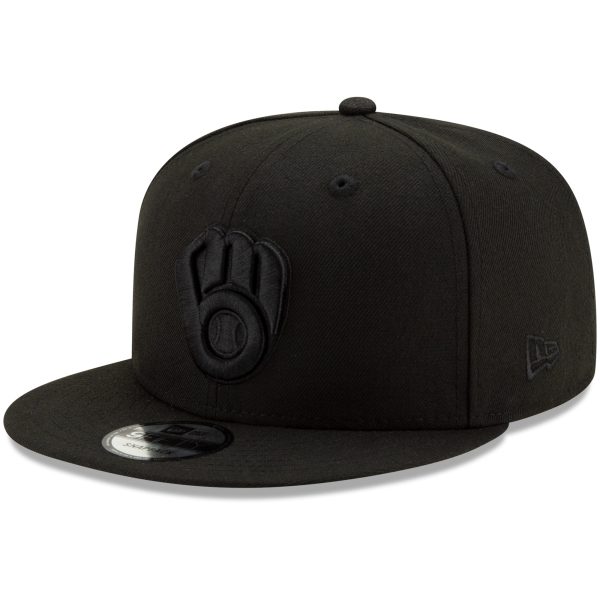 Milwaukee Brewers Pro Shop – milwaukee brewers new era black on black 9fifty snapback adjustable hat – black Team Clothing and Headwear