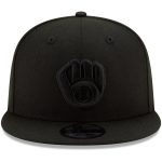 Milwaukee Brewers Pro Shop – milwaukee brewers new era black on black 9fifty snapback adjustable hat – black Team Clothing and Headwear