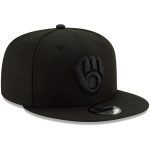 Milwaukee Brewers Pro Shop – milwaukee brewers new era black on black 9fifty snapback adjustable hat – black Team Clothing and Headwear