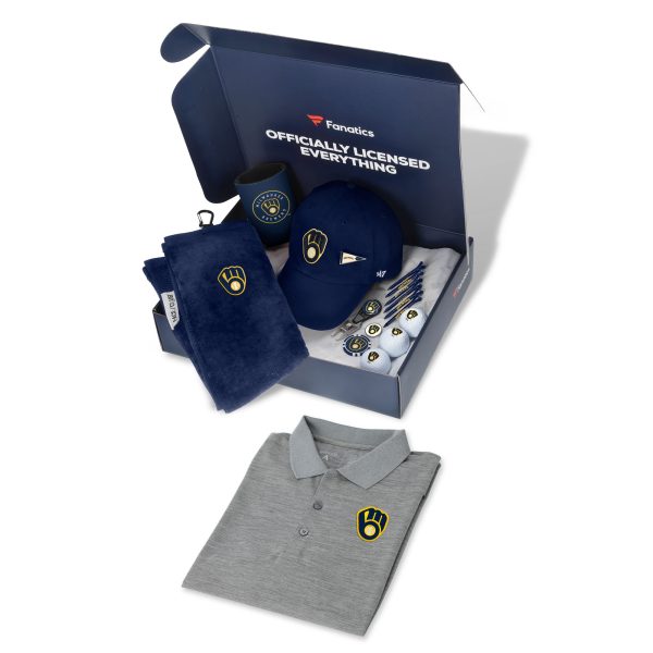 Milwaukee Brewers Pro Shop – milwaukee brewers wincraft fanatics pack golf themed gift box – $155 value Team Clothing and Headwear