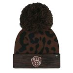 Milwaukee Brewers Pro Shop – womens milwaukee brewers 47 brown rosette cuffed knit hat with pom Team Clothing and Headwear
