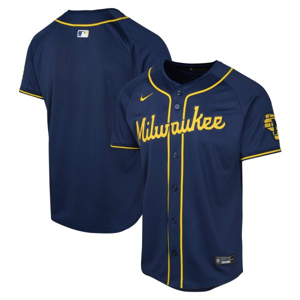 Milwaukee Brewers Pro Shop – youth milwaukee brewers nike navy alternate limited jersey Team Clothing and Headwear